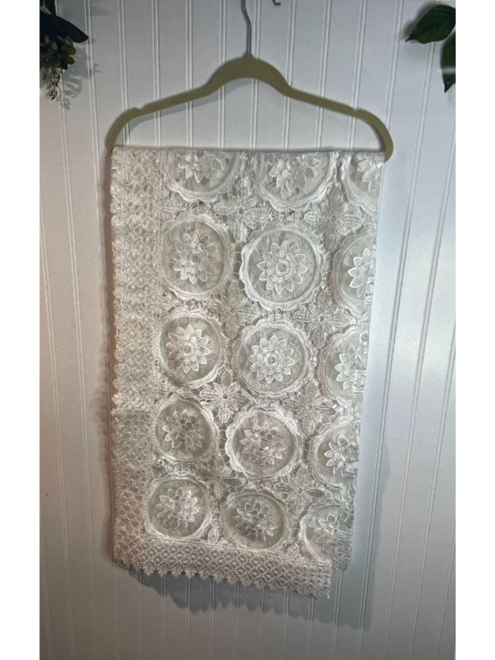 Floral Lace Tablecloth Rectangular 54"X72" White Decorative Embroidered